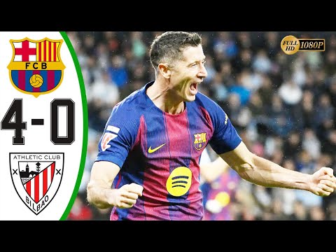 Barcelona Vs Athletic Bilbao 4 0 Highlights All Goals 2025 Lewandowski Goal 