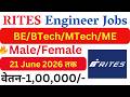 RITES New Engineer Vacancy 2026 | Latest Government Engineer Jobs | All India Technical Jobs 2026 |
