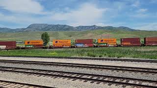 Eastbound Stack Train Pulling Mixed Train. McCammon Junction Idaho