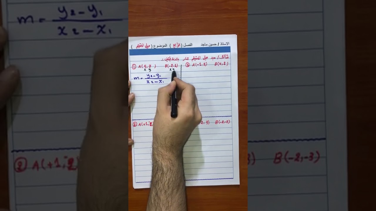 ميل المستقيم _ الفصل الرابع _ رياضيات الثالث متوسط