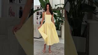 🌼 Golden Hour Glow: Halter Midi Dress in Yellow