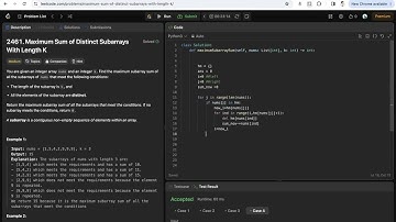 Leetcode 2461. Maximum Sum of Distinct Subarrays With Length K | Solution video