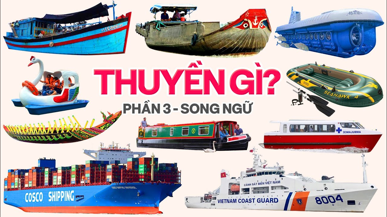 Thuyền Gì Đây 3, Bé Đọc Tên Phương Tiện Đường Thủy, Thuyền, Ghe, Xuồng, Tàu, Bè, What Boat Is This?