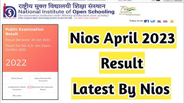 Nios April 2023 Result Latest By Nios | Task Is Helping (NIOS) #nios #ode #taskishelping #result
