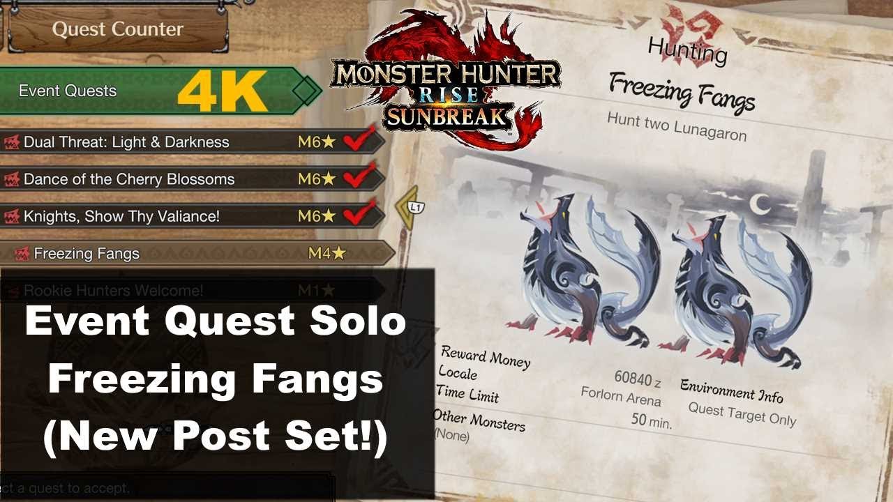 MHR Sunbreak Event Quest Solo Freezing Fangs (New Pose Set!) YouTube