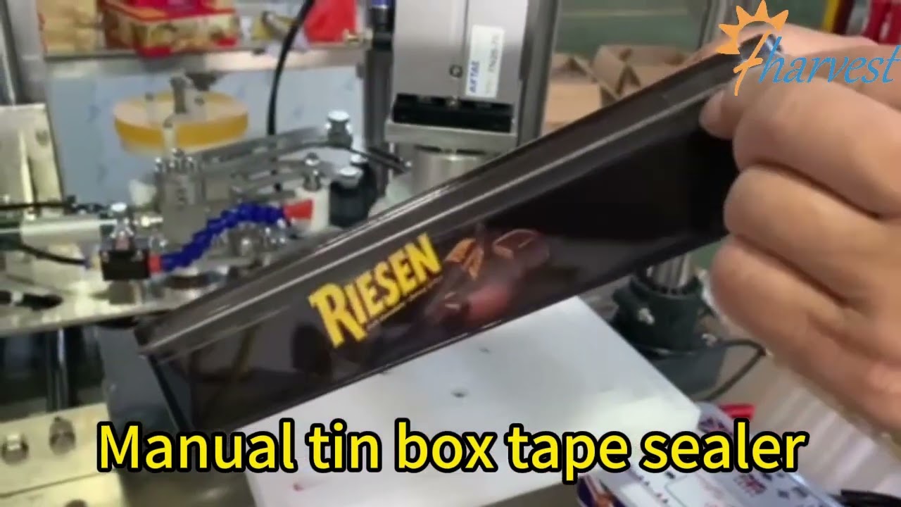 Semi Automatic Tape Sealing Machine for Cookie Jar and Tin can, Metal Box Taping Around Seamer