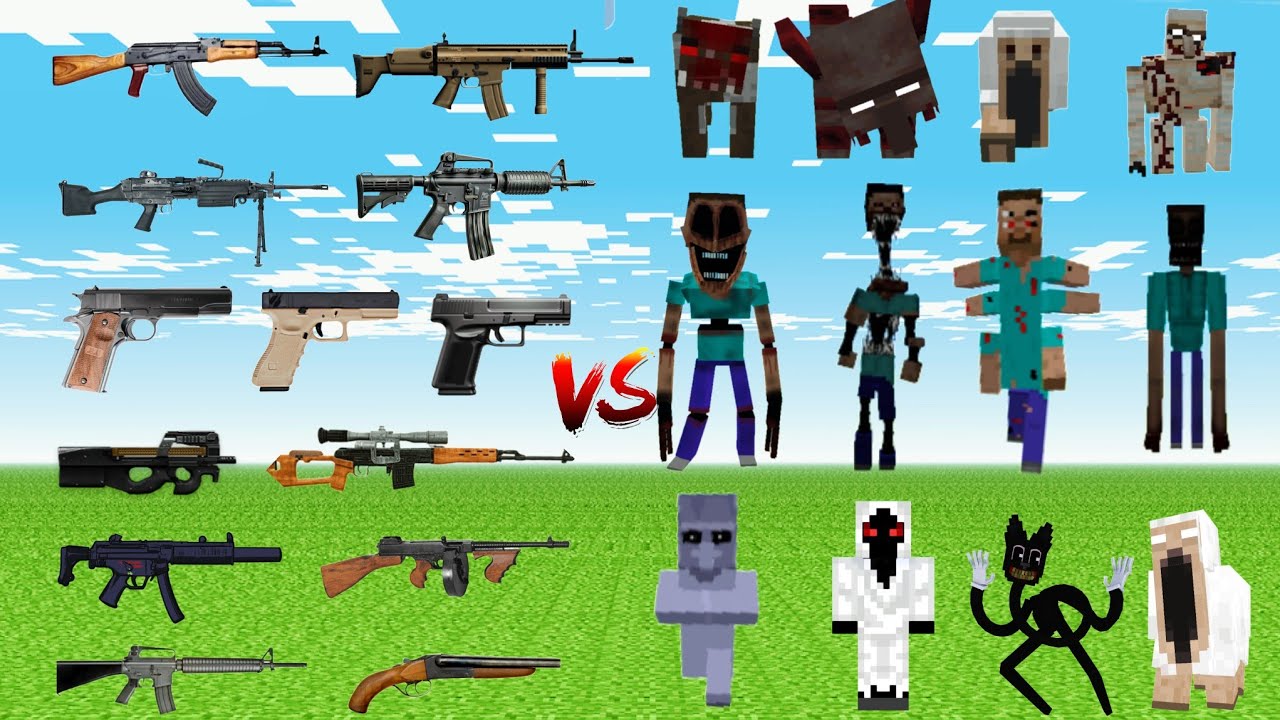 WHAT TaCZ GUN CAN DEFEAT THE MOST MINECRAFT CREEPY MOBS IN A ROW? - YouTube