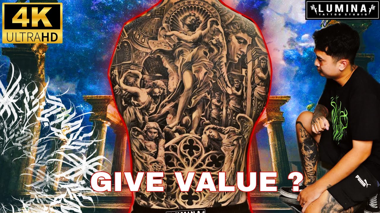 30 ЧАСОВ ТАТУ В СТИЛЕ ГРЕЧЕСКОЙ МИФОЛОГИЧЕСКОЙ ТКАНИ С ПОЛНОЙ ПРОРАБОТКОЙ ДЕТАЛИ - ТАТУ НА ВСЮ СПИНУ