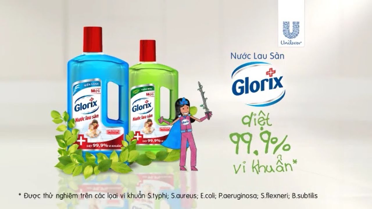 Nước lau sàn Glorix - Diệt 99,9% vi khuẩn cho sàn nhà - youtube