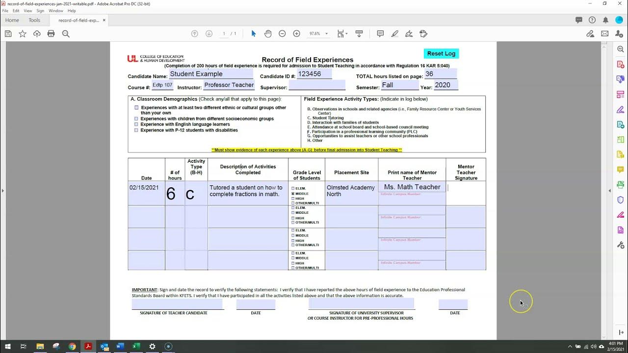 Field Experience Log HowTo YouTube