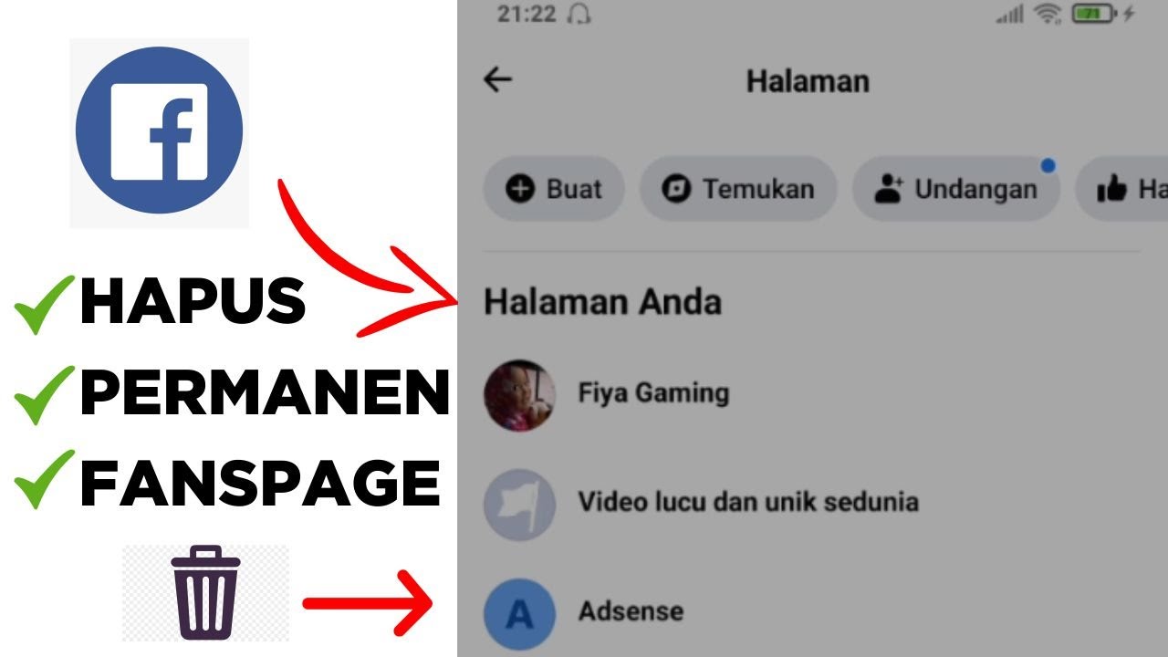 Cara hapus halaman facebook | fanspage - YouTube