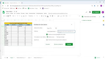 Hojas de calculo Google-sheets Validacion de datos Listas Desplegables