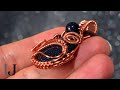 Dark Blue Sandstone Copper Pendant, Handmade Necklace, Unique wire-wrapped Pendant