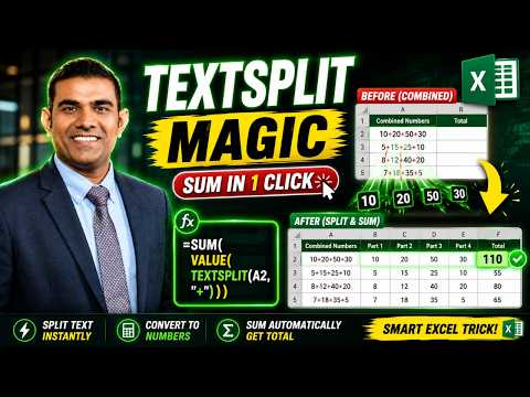 How to Sum Combined Numbers in Excel Using TEXTSPLIT Formula | Raj Singh Microsoft Certified Trainer
