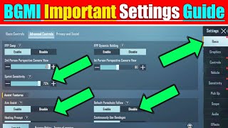 1.8 Update Top Settings In BGMI|BGMI Important Basic Settings|BGMI Basic Settings Guide|