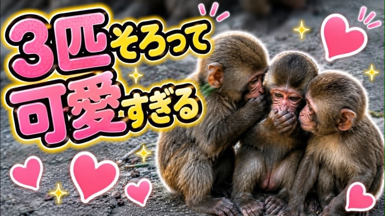 癒し】2026.6.6（土）3匹そろって可愛すぎる🐒💕Three adorable little