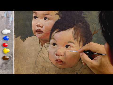 How to Paint Realistic Portrait of a Child in Acrylics / Time-lapse / JMLisondra