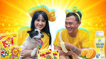 Thử Thách Cắm Trại Với Tất Cả Đồ Màu Vàng Cùng MON - Vê Vê Channel