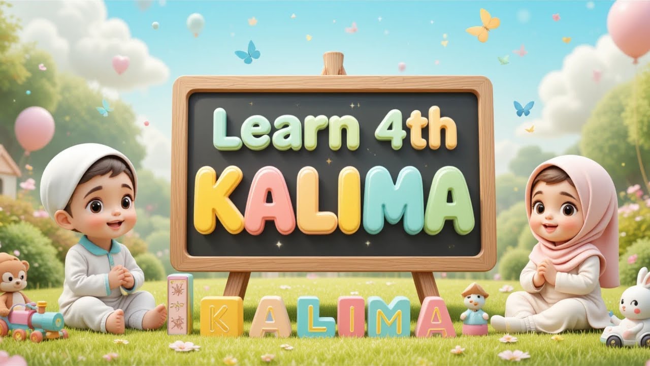 Learn 4th Kalima🧕 | kalma for babies🌙 | kids rhymes in english✨ | baby nursery rhymes songs💡