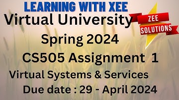 CS505 Virtual Systems & Services Assignment 1 Spring 2024 Virtual University of Pakistan
