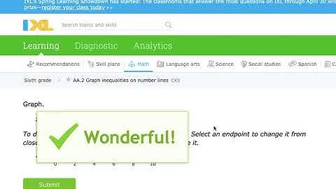 IXL 6th AA2 Graph inequalities on number lines