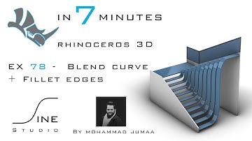 Rhino tutorial in 7 minutes - EX 78 - Blend curve + Fillet edges
