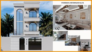 Plano de Casa de 6 x 18 metros | Planos de Casas Clasica 🏡
