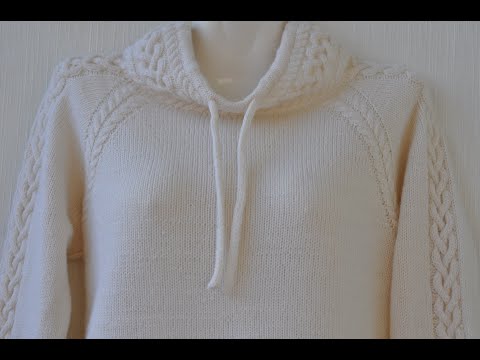 Пуловер вязаный спицами белый
