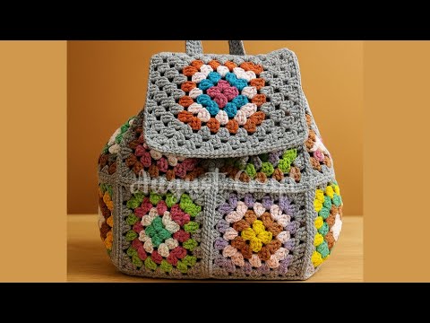 Granny Square Crochet Backpack | Upcycled Crochet Bag Idea 