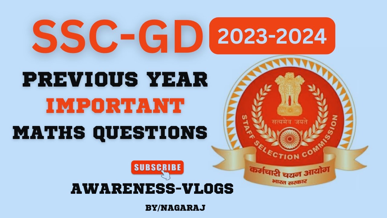 SSC GD PREVIOUS YEAR MATHS IMPORTANT REPEATED METHODS-10 ||SSC,MTS,RRB ...