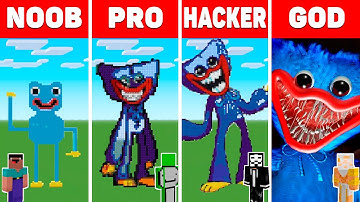 MINECRAFT NOOB vs PRO vs HACKER vs GOD Minecraft Pixel art: Huggy Wuggy - Animation