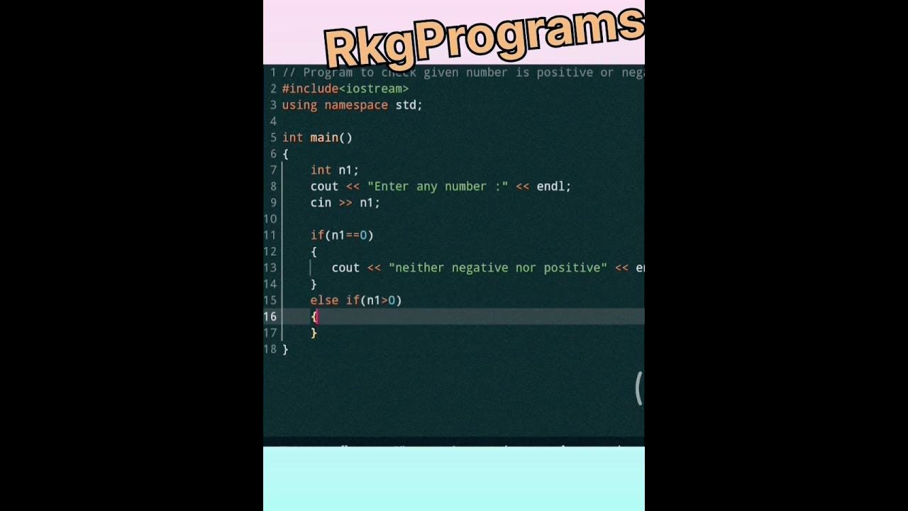 c++ program to check given number is positive or negative🥰#programming ...