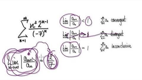 Video 2606 - Ratio Test for Convergence, Series - (n^2)(2^n-1)/(-7)^n - Practice