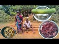 100 years poor grandma cooking LIVER CURRY and eating || old tribe COUPLE lifestyle || rural family