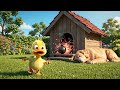 Duckling's Doghouse Demolition: Golden Retriever's Surprise