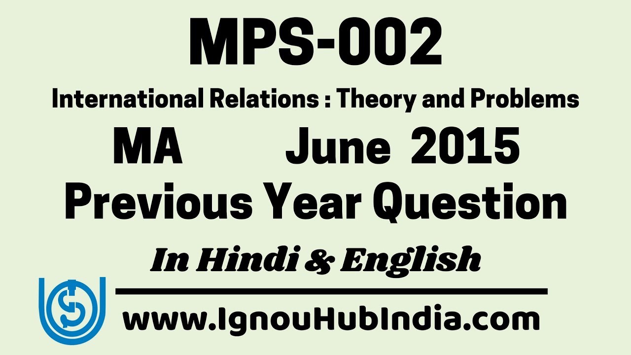 IGNOU MA MPS 002 Previous Year Question Paper June 2015 In Hindi & English | MPS-002