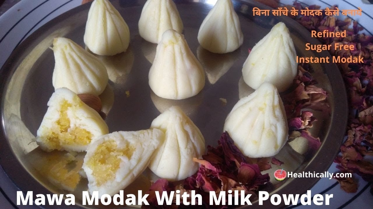 Easy mawa modak | Modak recipe without mould |Mawa kesar modaks with milk powder healthicallyKitchen | Healthically Kitchen