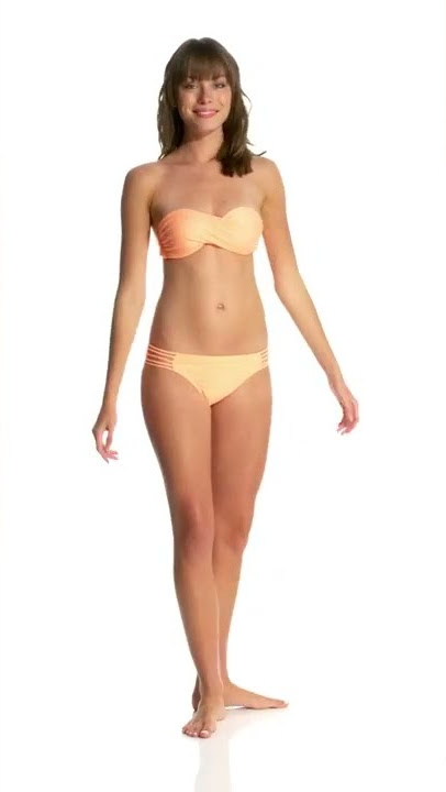 Hot Water Solid Twist Bandeau Bikini Top | SwimOutlet.com