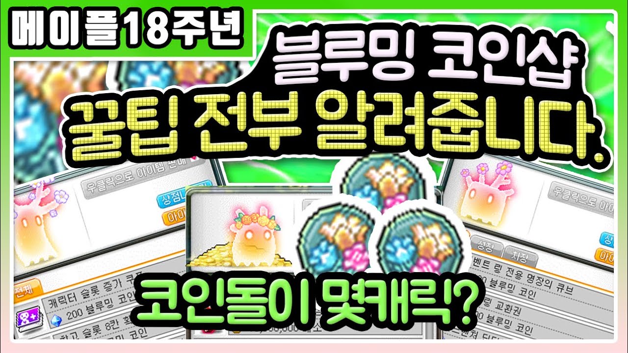 [콘파쿠] 【18주년】 코인샵 모든 걸 알아냈습니다! 메이플 18주년 코인돌이 몇캐릭터? [메이플스토리 블루밍 코인돌이]