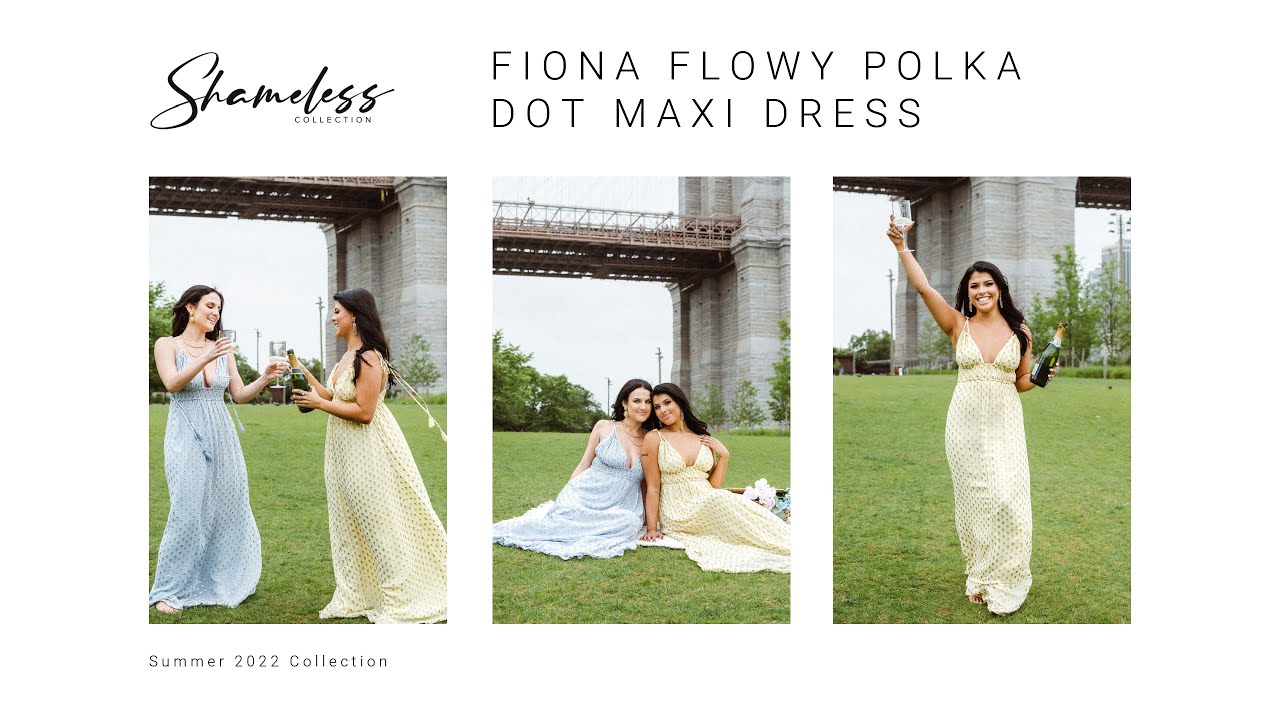 Fiona Flowy Polka Dot Maxi Dress with Adjustable Tassel Straps by Shameless Collection