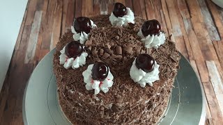 black forest cake  كيك شوكولاته بالكرز   الاحمر الغابة السوداء بسهولة وباطيب طعم وأجمل شكل