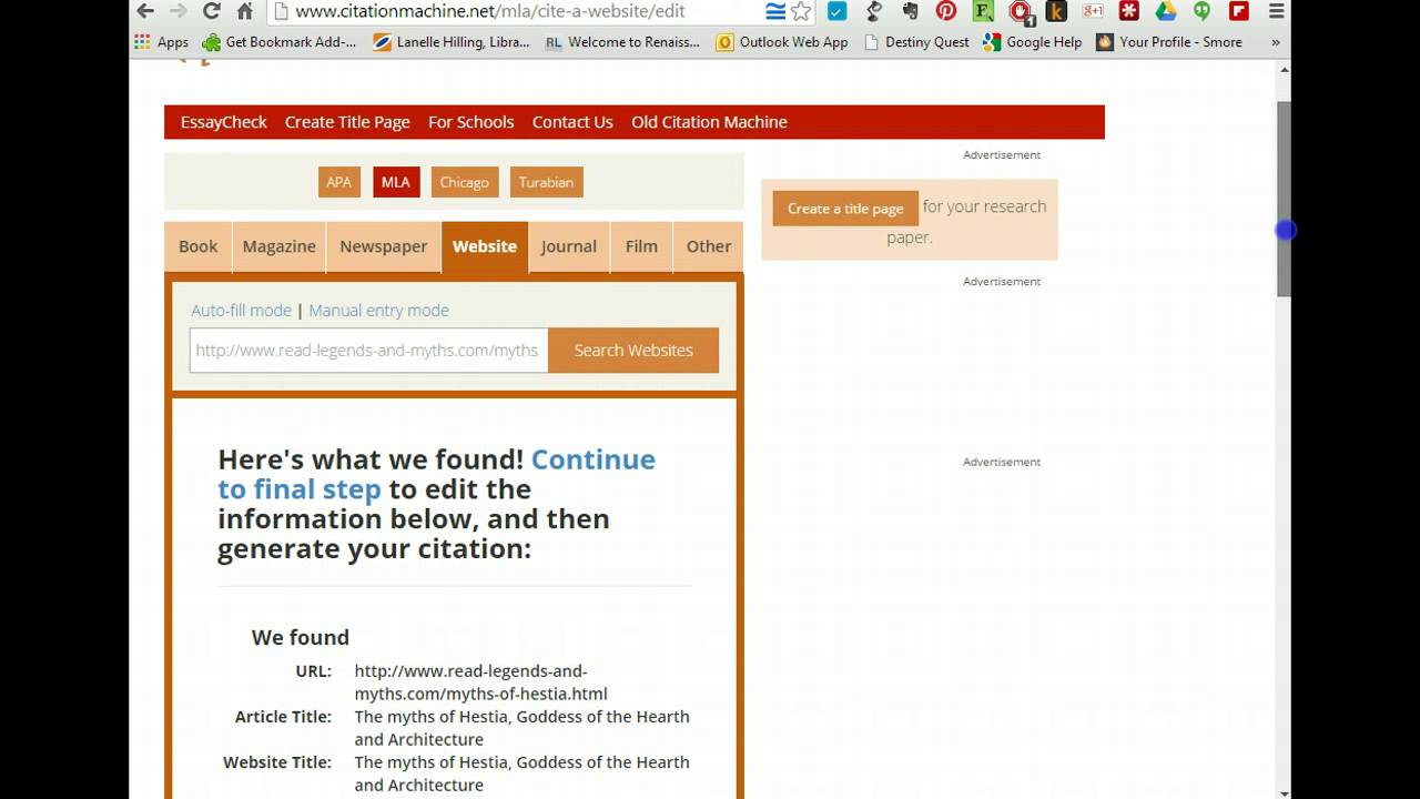 mla citation website generator