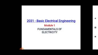 BASIC ELECTRICAL ENGINEERING MODULE 1 PART 1