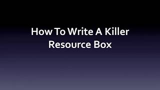 Full How to write a killer resource box Guide