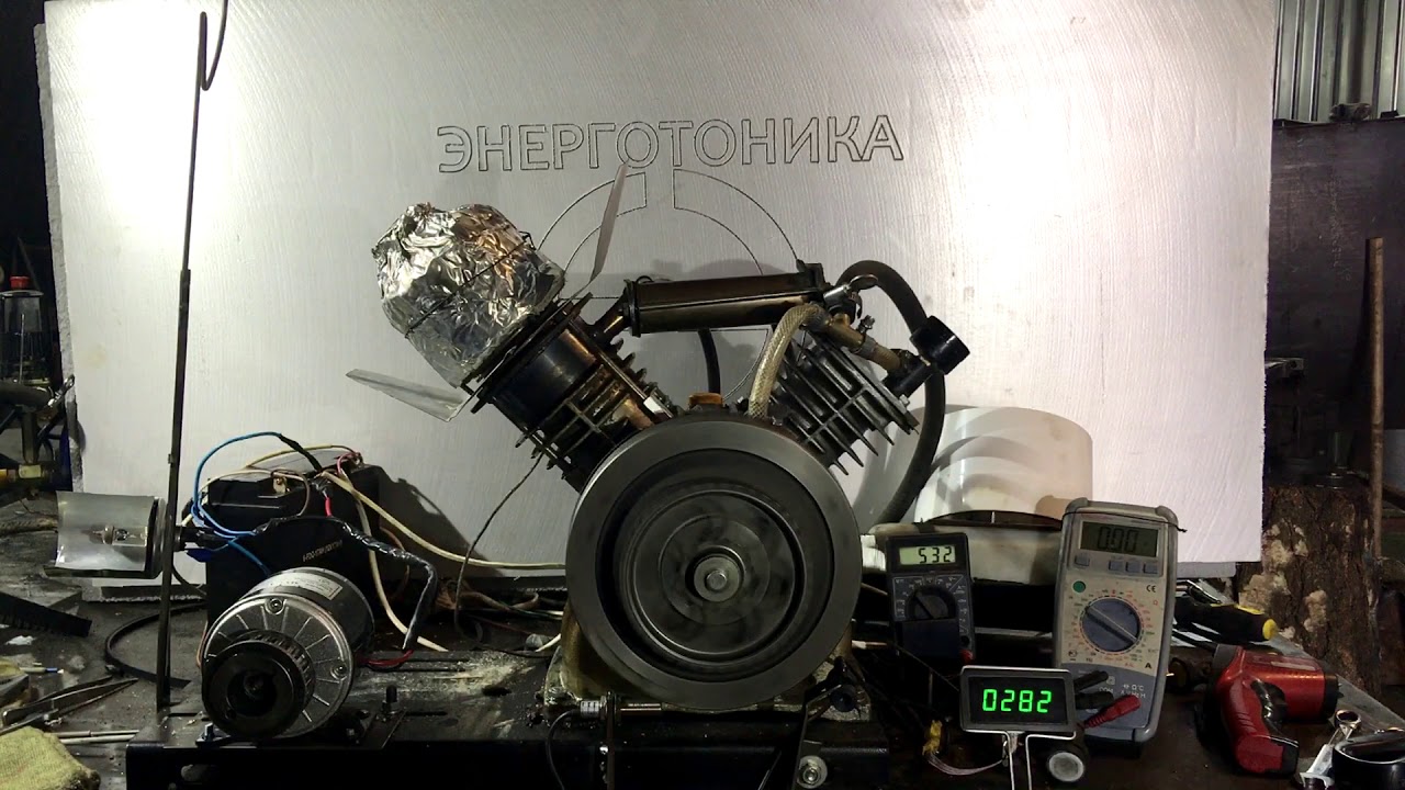 Двигатель Стирлинга из компрессора. Часть 4. Power plant with a stirling engine