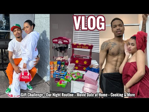 VLOG | Gift Challenge + Our Night Routine + Movie Date at Home + Cooking & More