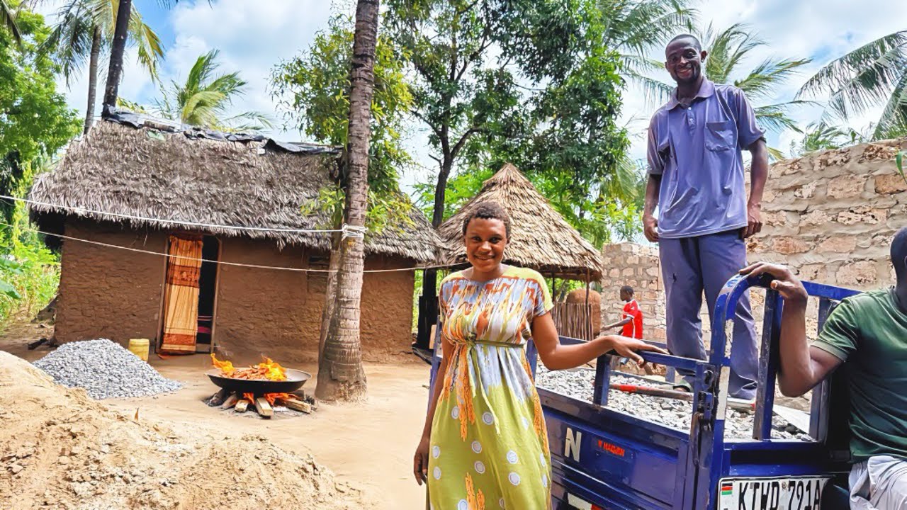 Dream Home Buiding Lintel Begins! 🏡 Peaceful African Village Morning & Traditional Breakfast 🌄🍳
