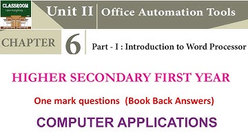 11th computer application chapter 6 Introduction to word processor book back answers