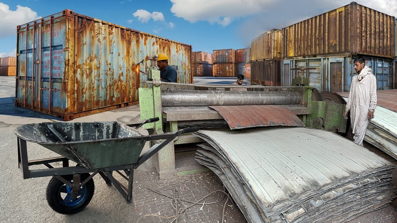 Process Of Making Strong Iron Hand Carts from Old Shipping Containers || Full Process Explained!