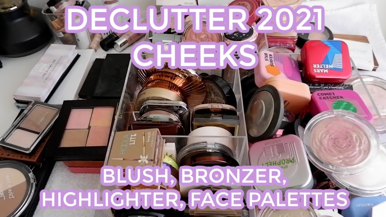 MAKEUP DECLUTTER 2021 // Cheek Products: Blush, Bronzer, Highlighter & Face Palettes